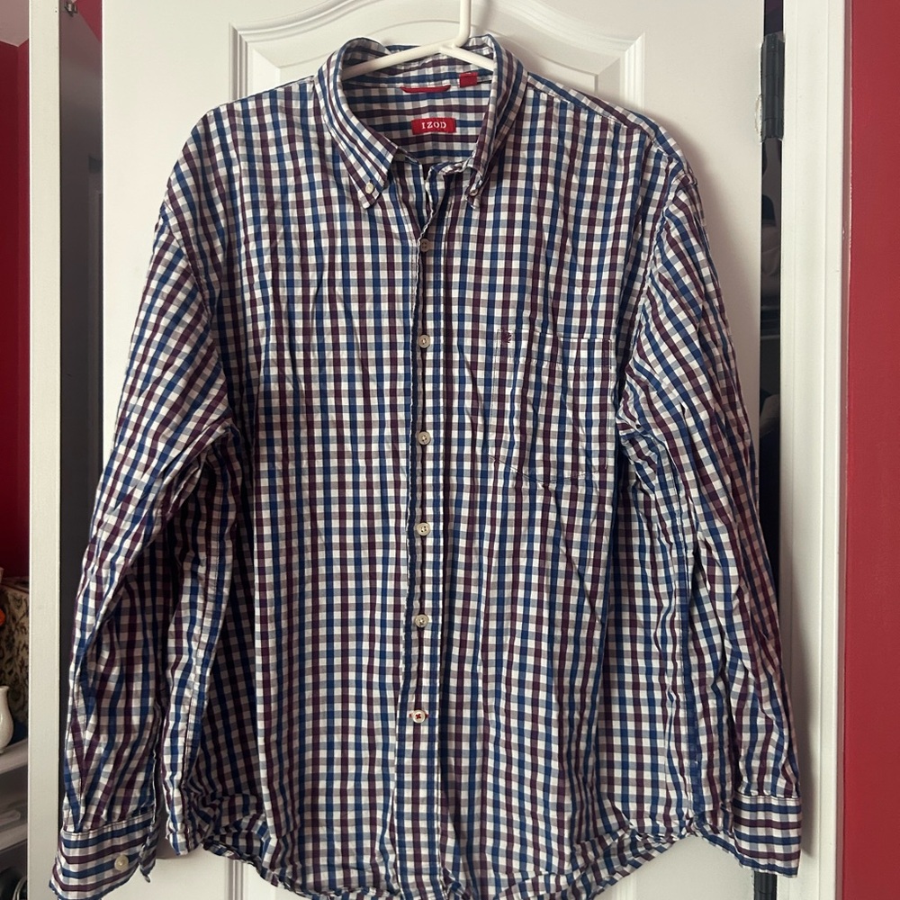 Izod Men's Multicolor Plaid Button-Down Shirt